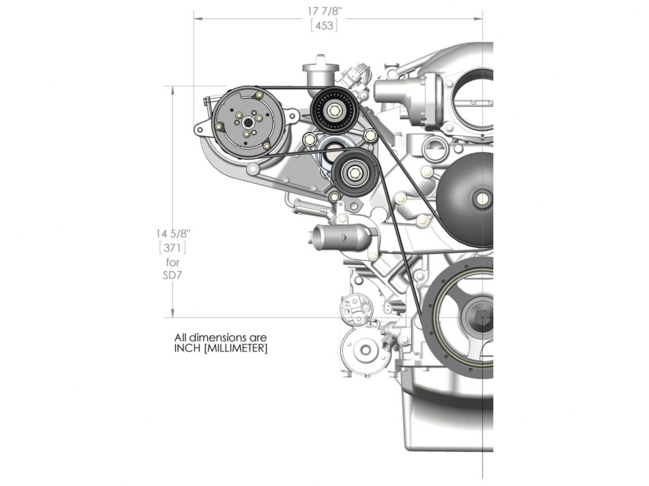 Holley LS A/C Accessory Drive Kit - SD7 A/C Compressor, Tensioner & Pulleys