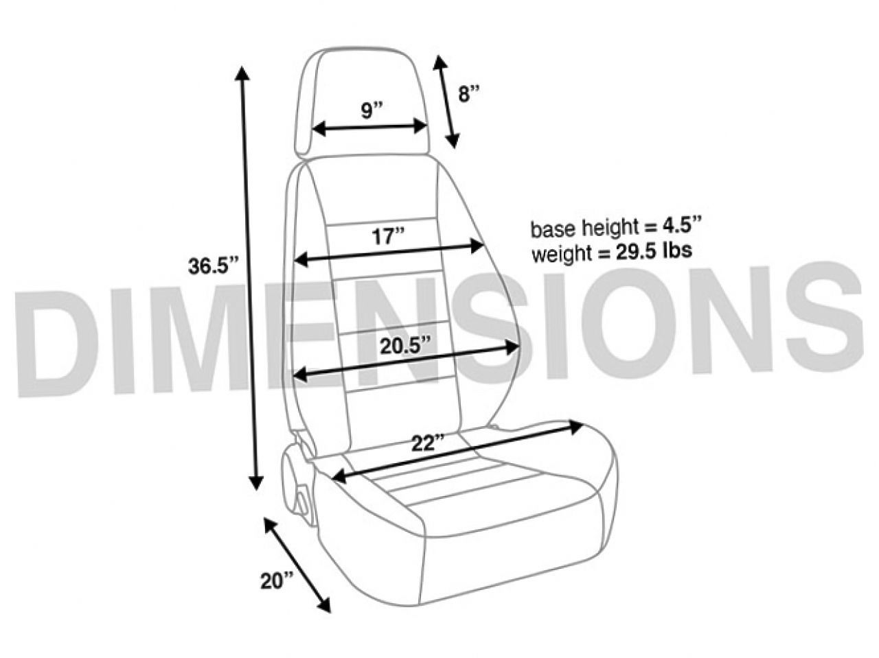 Corbeau Black Vinyl/Cloth - Sport Seat, PAIR