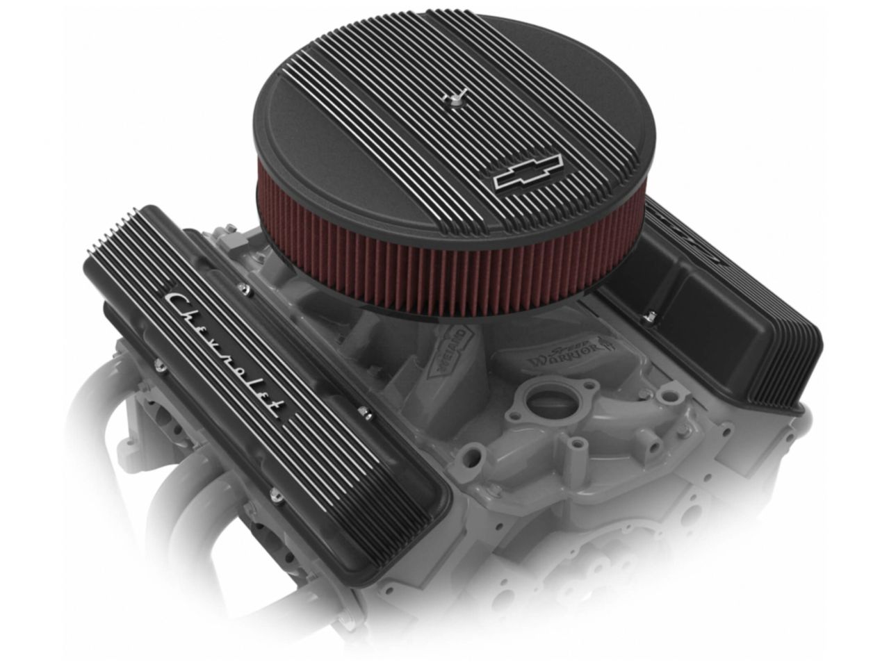 Holley SBC Valve Cover, Finned, Chevy Script Black