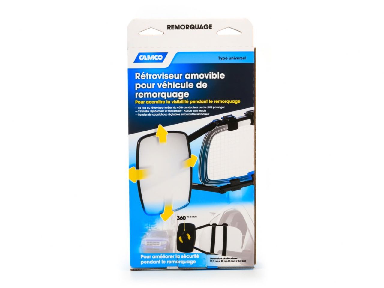 Camco Towing Mirror Clamp-On - Single Mirror Bilingual