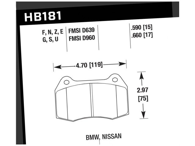 Hawk HPS Front Brake Pads 03-04 350Z Track Model