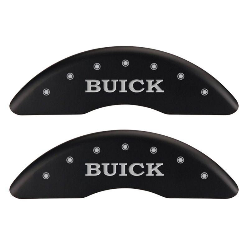 MGP 4 Caliper Covers Engraved Front Buick Rear Black Finish Silver Char 2016 Buick Regal 49012SBSHMB Main Image