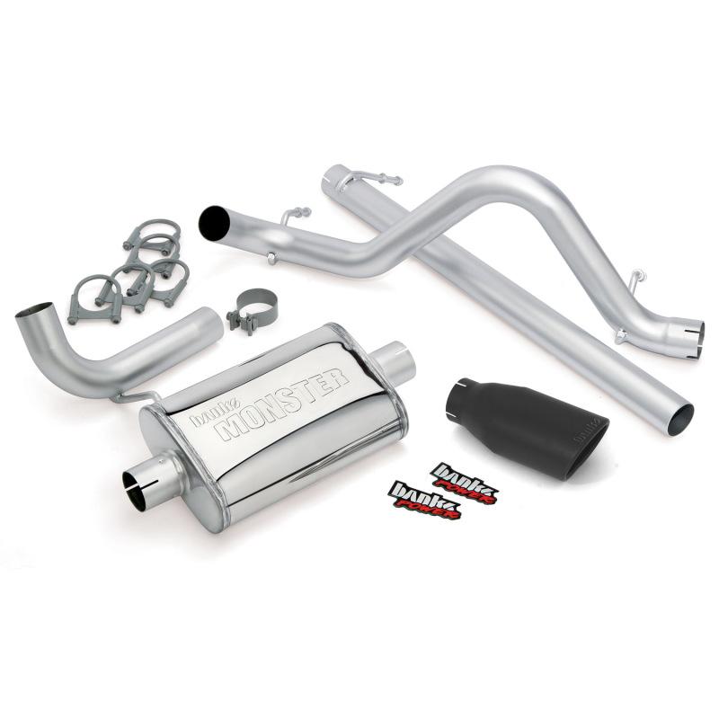Banks Power 07-11 Jeep 3.8L Wrangler - 2dr Monster Exhaust System - SS Single Exhaust w/ Black Tip 51321-B Main Image