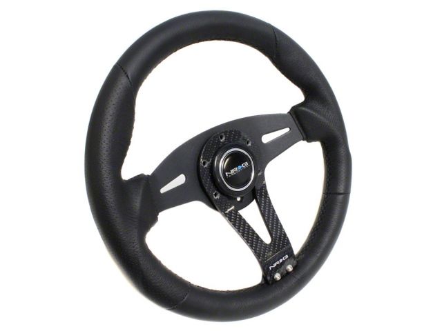 NRG Leather Steering Wheel Black w/ Carbon Center Spoke