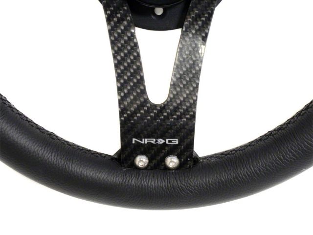 NRG Leather Steering Wheel Black w/ Carbon Center Spoke