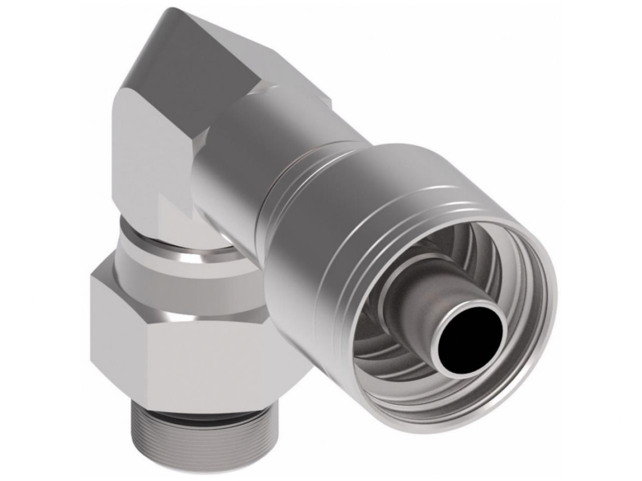 Aeroquip -06AN Hose Size; -05AN Fitting Size; 90 deg. Elbow; Reusable Steel