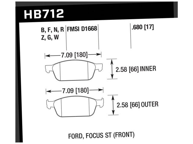 Hawk DTC - 30 Front Brake Pads 2013 - 2014 Ford Focus
