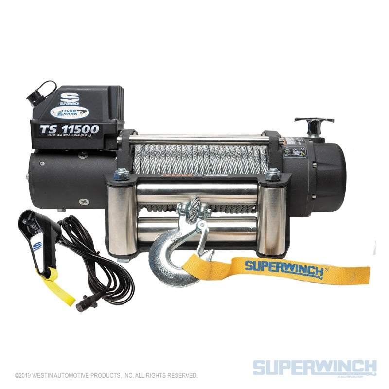 Superwinch 11500 LBS 12 VDC 3/8in x 84ft Steel Rope Tiger Shark 11500 Winch 1511200