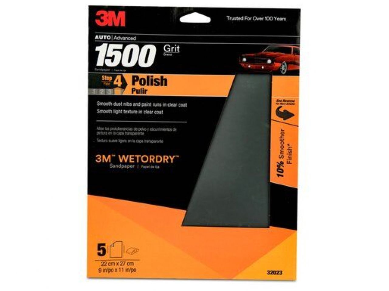 3M Sandpaper, 1500 Grit, 9 In x 11 In, 5 Per Pack, 20 Per Case