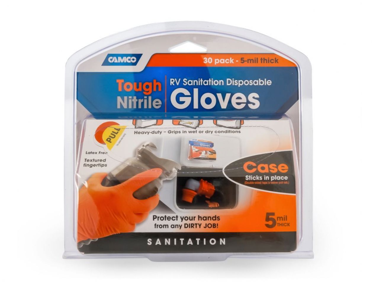 Camco RV Sanitation Disposable Nitrile Gloves - 30ct, Orange