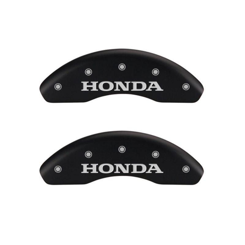 MGP 4 Caliper Covers Engraved Front Honda Rear H Logo Black Finish Silver Char 2017 Honda Civic 20222SHOHMB Main Image