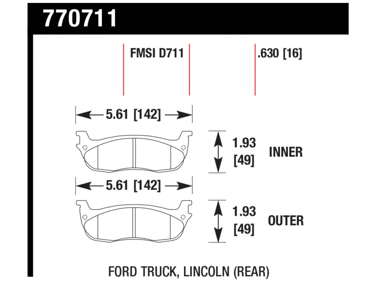 Hawk Brake Pads 770711 Item Image