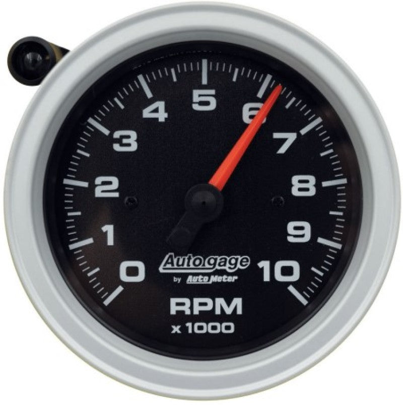 AutoMeter Tachometer Gauge 10K RPM 3 3/4in Pedestal w/Ext. Shift-Light - Black Dial/Black Case 233908
