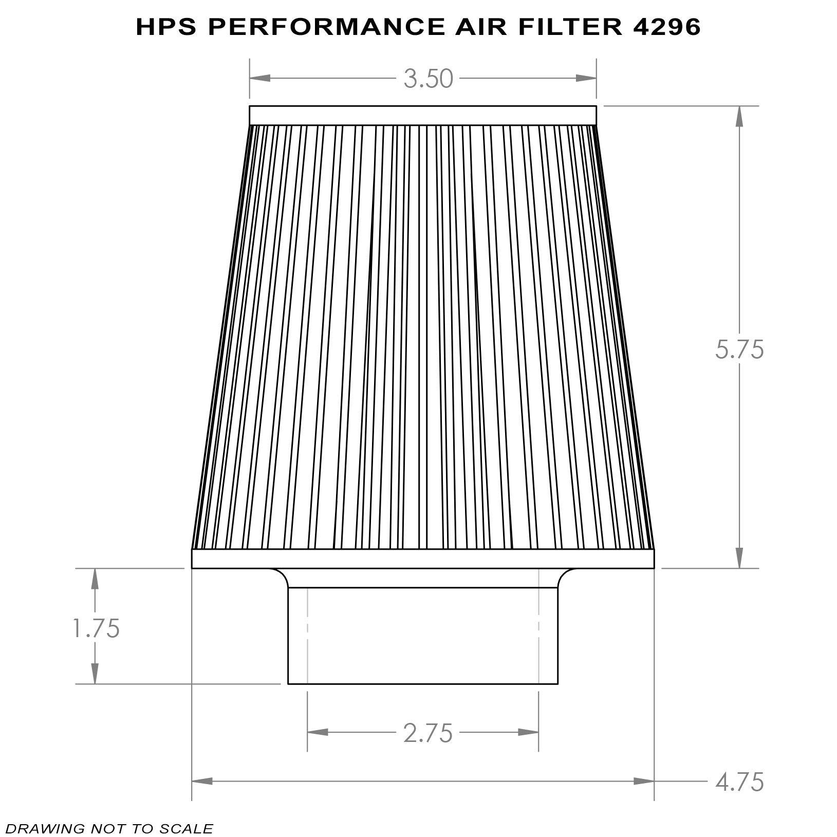 HPS Air Filter 2.75" ID, 5.75" Element Length, 7.5" Overall Length