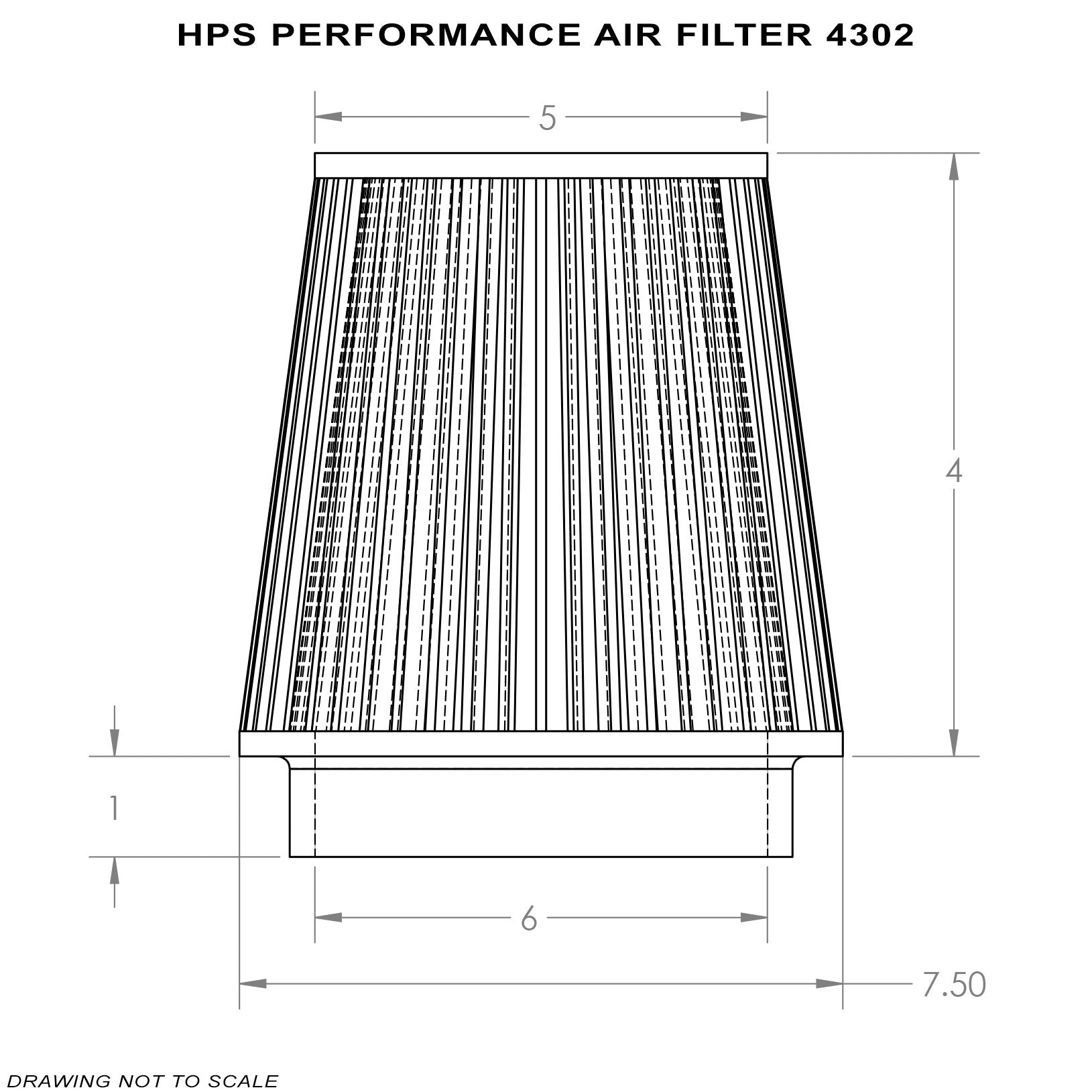 HPS Air Filter 6" ID, 4" Element Length, 5" Overall Length