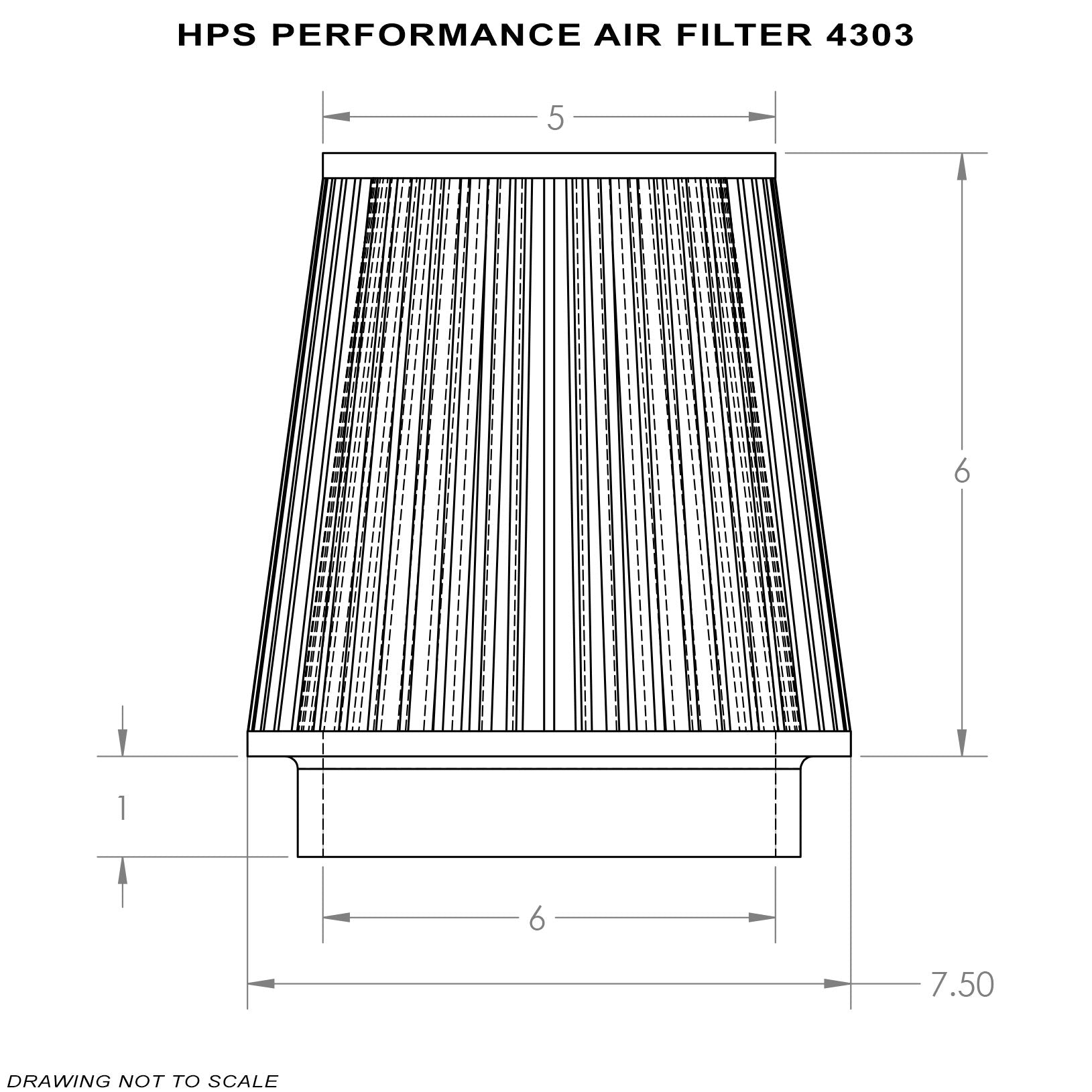 HPS Air Filter 6" ID, 6" Element Length, 7" Overall Length