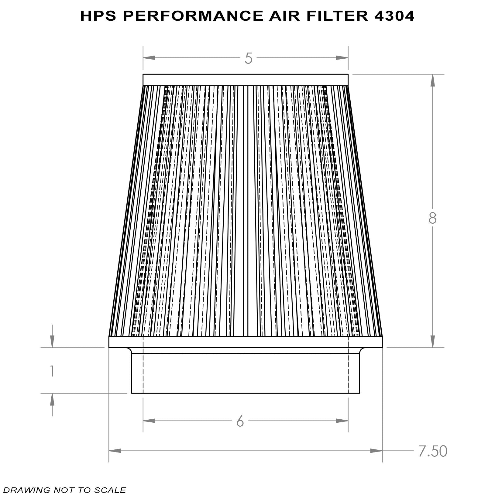 HPS Air Filter 6" ID, 6" Element Length, 9" Overall Length