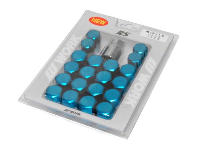 Work Wheels Wheels RS Lug Nuts 12 X 1.50 Aluminum Close End Blue