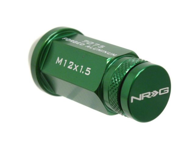 NRG 700 Series Extended Racing Lug Nuts M12x1.50mm Green 4 Nut Pack