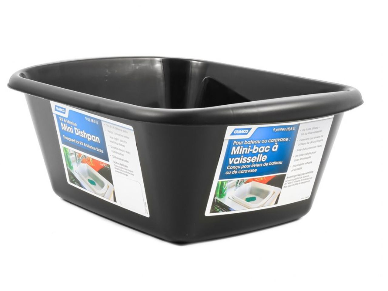 Camco Mini Dish Pan - Black Bilingual