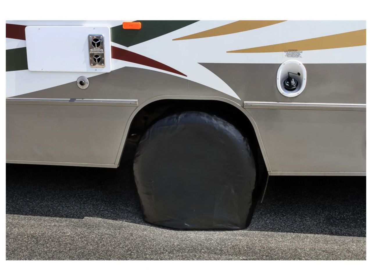 Camco Wheel & Tire Protector Covers - 27-29",Black Vinyl, Set / 2 Bilingual