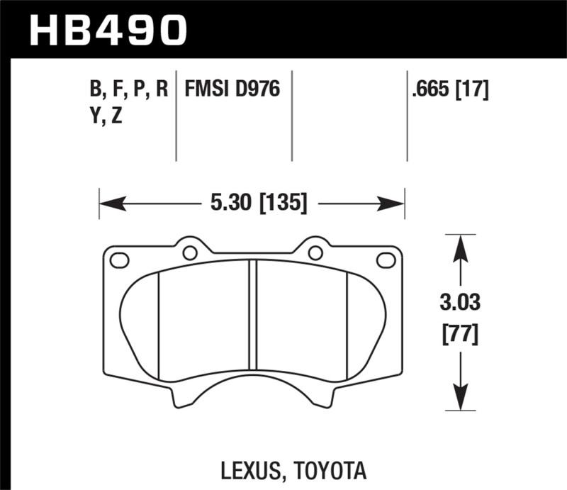 Hawk 03-16 Toyota 4Runner HP Plus Front Brake Pads HB490N.665 Main Image