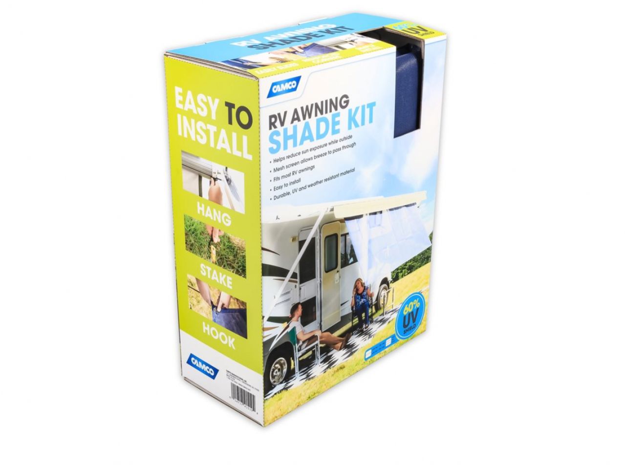 Camco RV Awning Shade Kit - 54"x 120", Blue Bilingual
