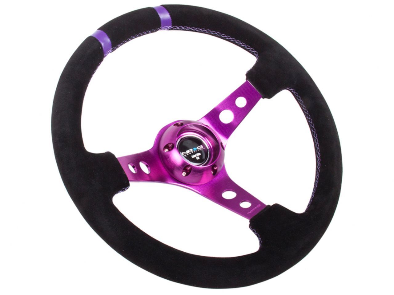 NRG Reinforced Steering Wheel- 350mm Suede Sport Steering Wheel (3" Deep)
