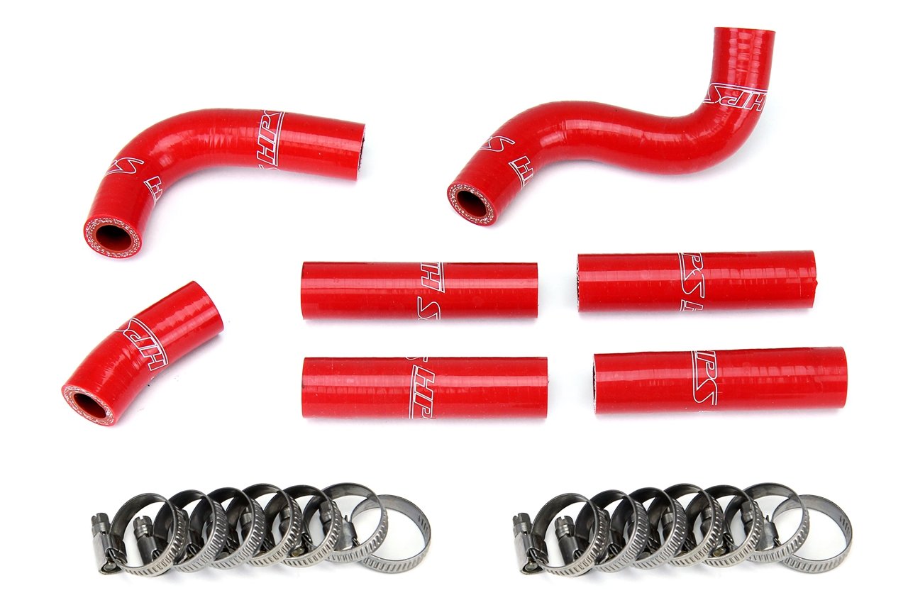 HPS Red Reinforced Silicone Complete Pesky Heater Hose Kit 1FZ-FE Toyota 92-97 Land Cruiser FJ80 4.5L I6 without rear heater