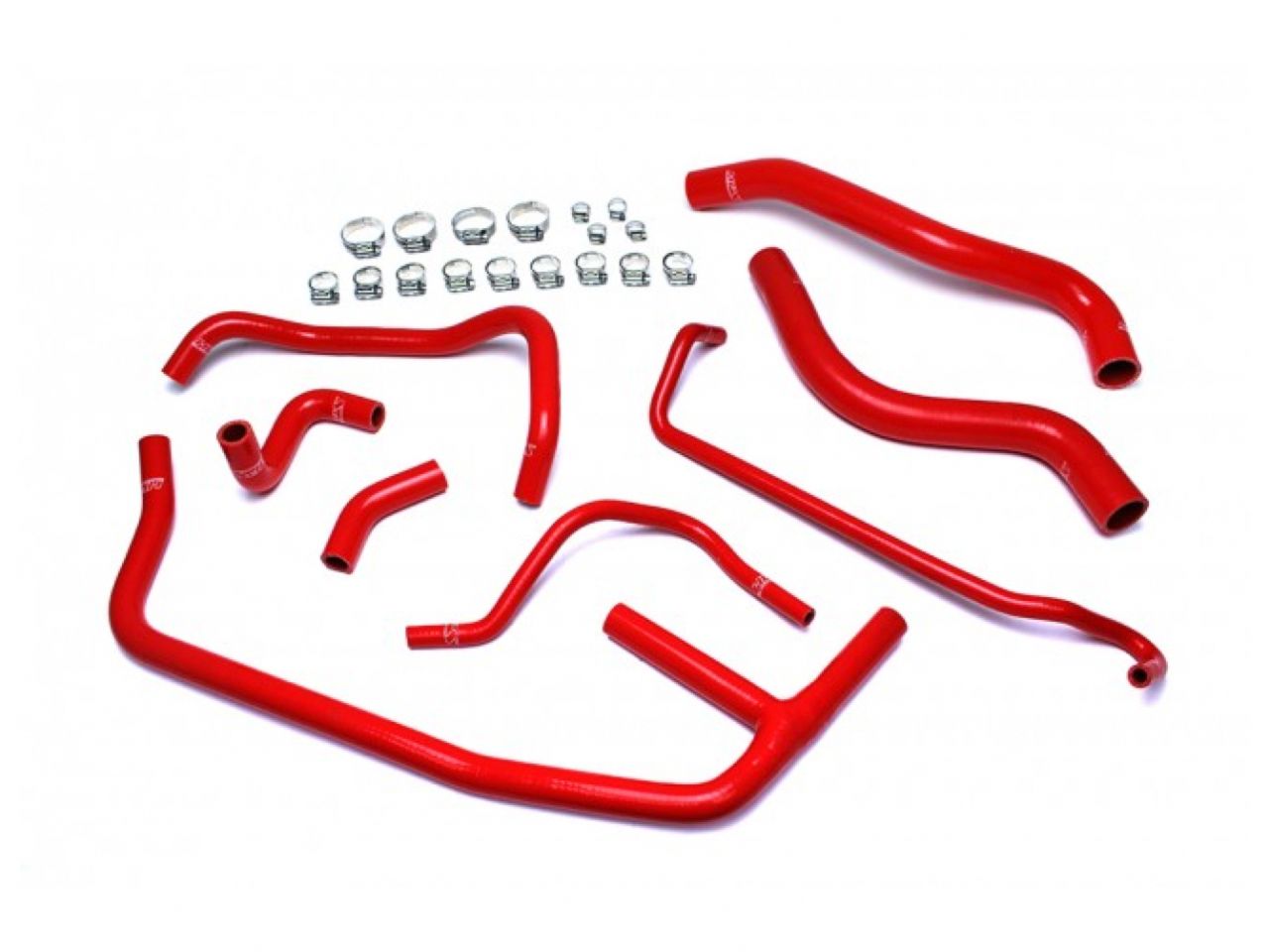 HPS Red Reinforced Silicone Radiator and Heater Hose Kit Coolant Ford 2015-2019 Mustang Ecoboost 2.3L Turbo