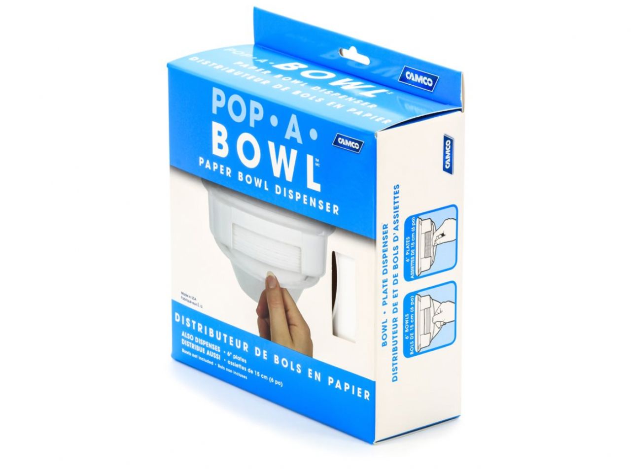 Camco Pop-A-Bowl - White Bilingual