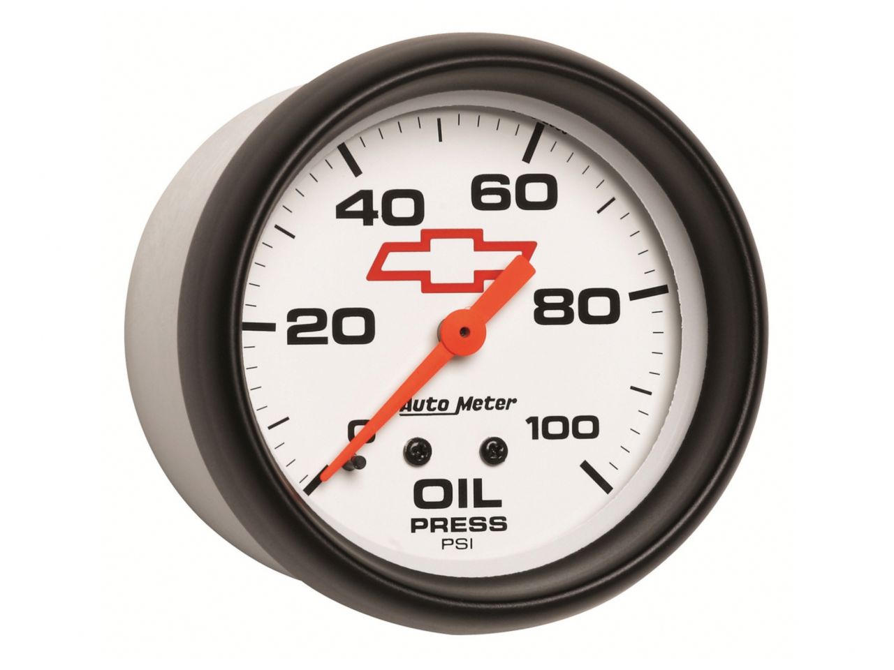 Autometer Gauge, Oil Pressure, 2 5/8", 100psi, Mechanical, Gm Bowtie White