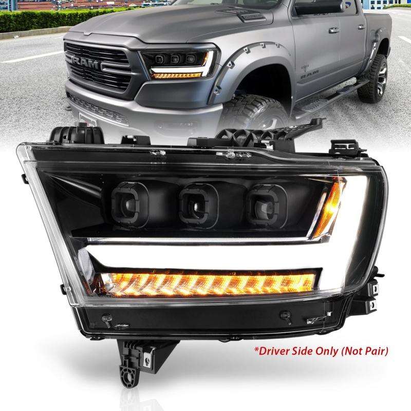 ANZO 2019-2020 Dodge Ram 1500 LED Projector Headlights Plank Style w/ Sequential Black (Driver) 111494-L Main Image