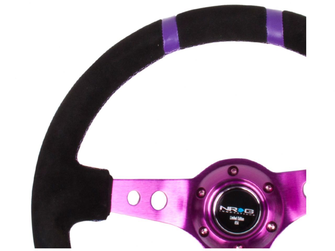 NRG Reinforced Steering Wheel- 350mm Suede Sport Steering Wheel (3" Deep)