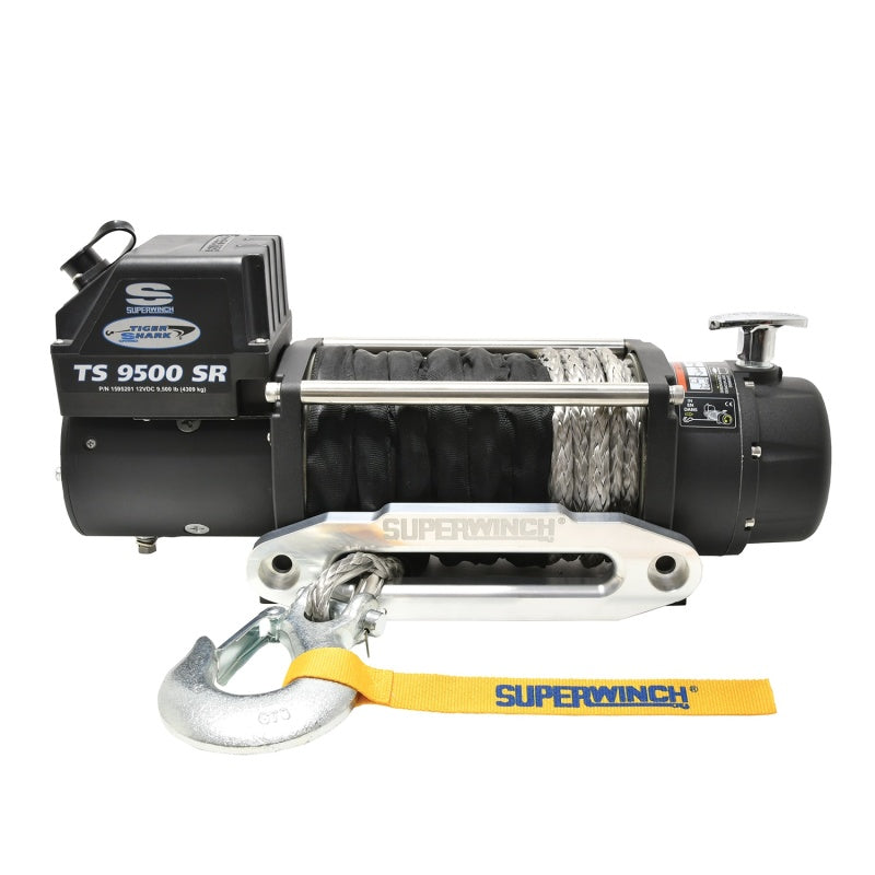Superwinch 9500 LBS 12 VDC 3/8in x 80ft Synthetic Rope Tiger Shark 9500 Winch 1595201