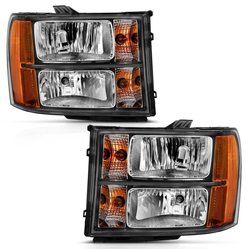 ANZO 2007-2013 Gmc Sierra 1500 Crystal Headlight Black Amber 111430 Main Image