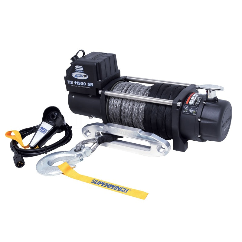 Superwinch 11500 LBS 12 VDC 3/8in x 80ft Synthetic Rope Tiger Shark 11500 Winch 1511201