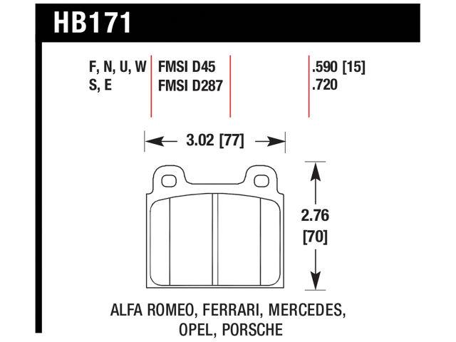 Hawk Brake Pads HB171EE.590 Item Image