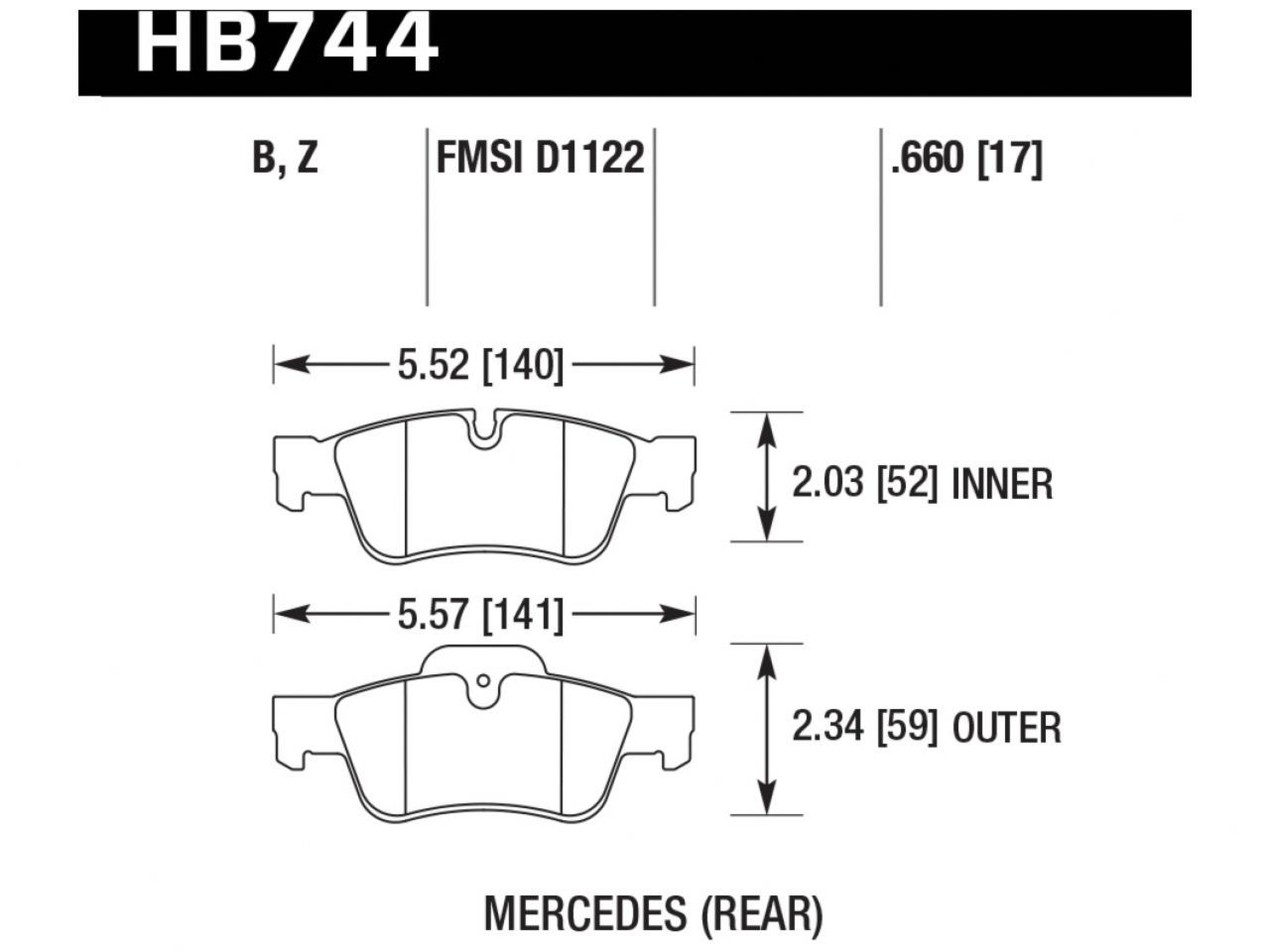 Hawk Brake Pads HB744B.660 Item Image