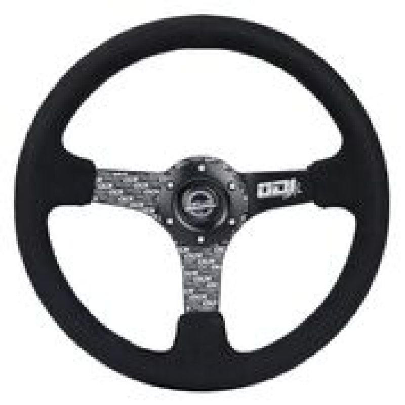 NRG Reinforced Steering Wheel (350mm / 3in. Deep) Odi Bakchis Signature Solid Spokes Alcantara RST-036MB-ODI
