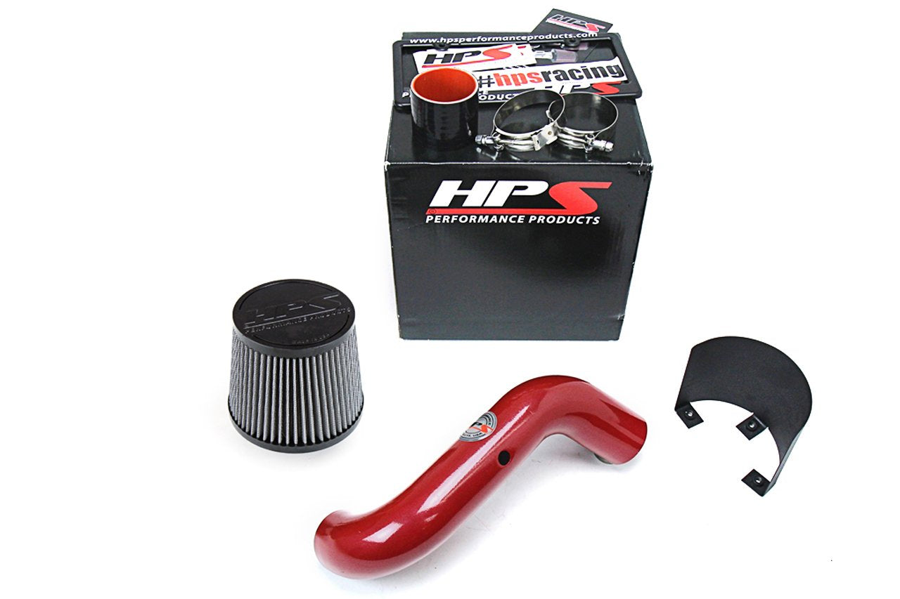HPS Shortram Air Intake Kit 2002-2005 Honda Civic Si 2.0L, Includes Heat Shield, Red
