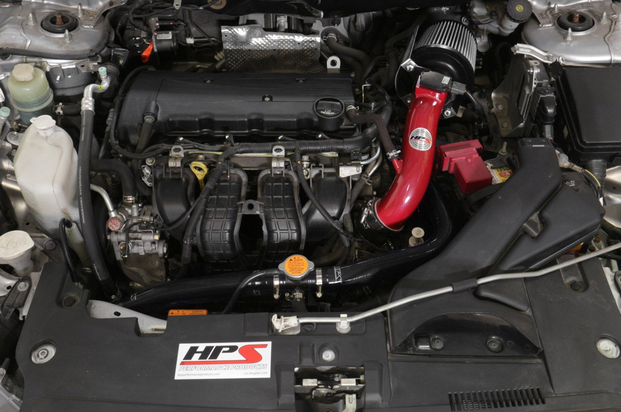HPS Shortram Air Intake Kit 2008-2014 Mitsubishi Lancer 2.0L 2.4L Non Turbo, Includes Heat Shield, Red