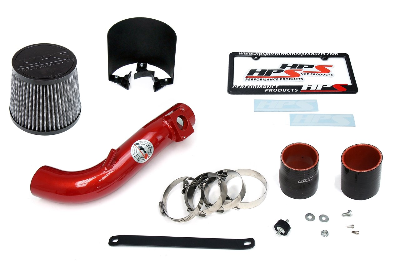HPS Shortram Air Intake Kit 2008-2014 Mitsubishi Lancer 2.0L 2.4L Non Turbo, Includes Heat Shield, Red