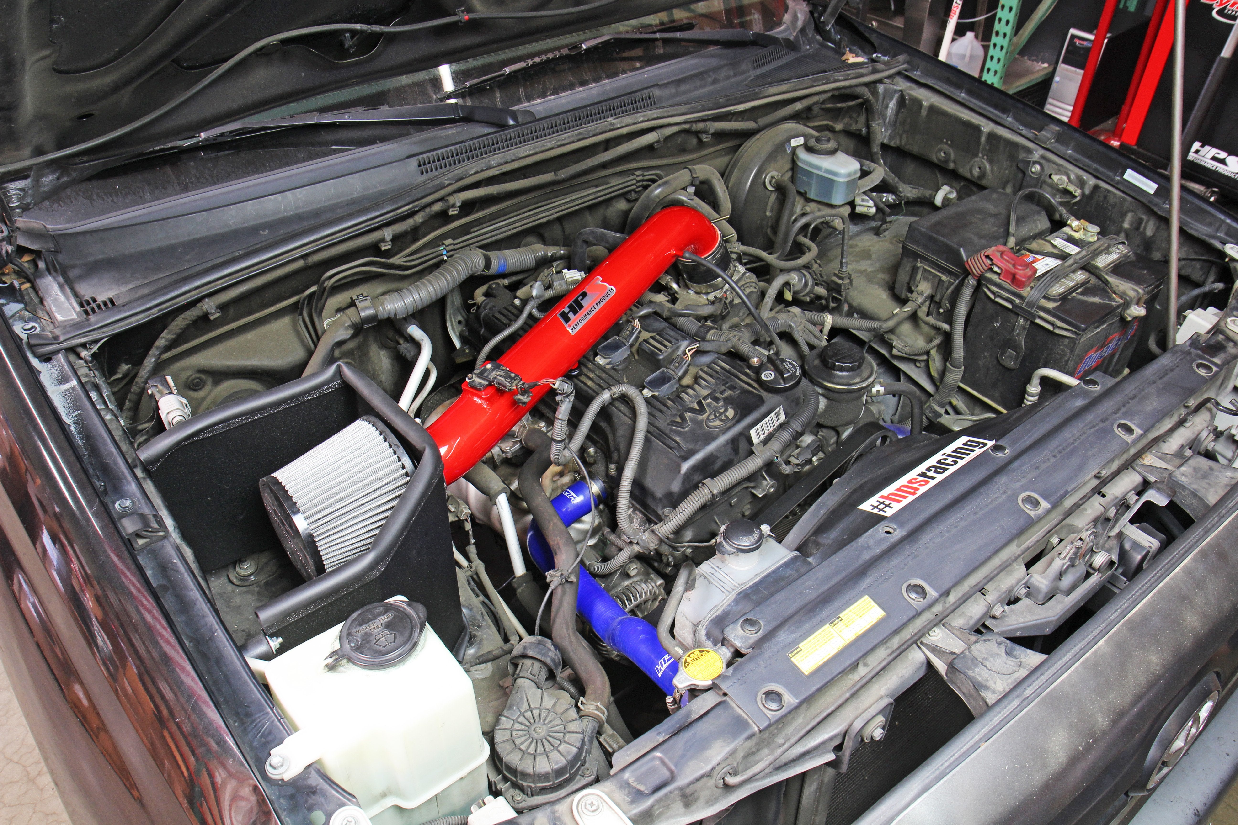 HPS Shortram Air Intake Kit 2005-2017 Toyota Tacoma 2.7L 4CyL, Includes Heat Shield, Red