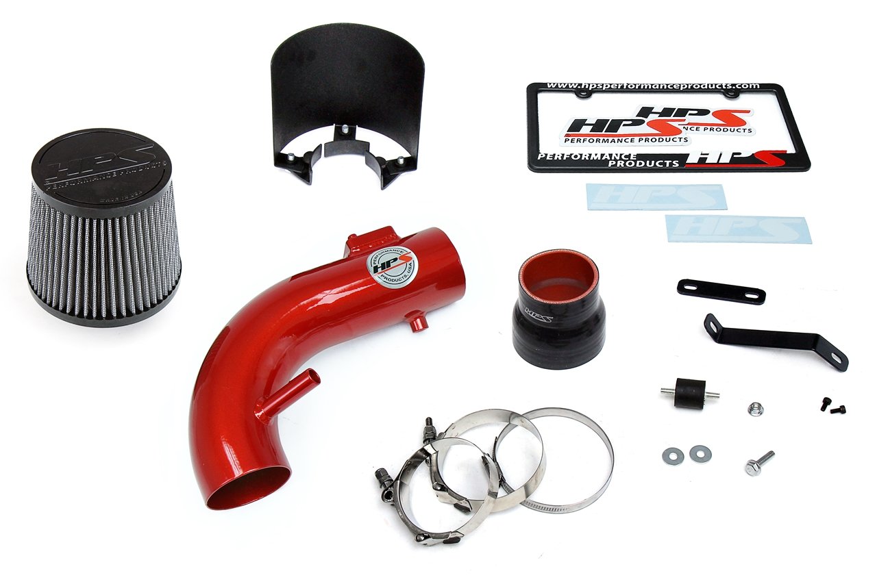 HPS Shortram Air Intake Kit 2009-2013 Toyota Matrix 2.4L, Includes Heat Shield, Red