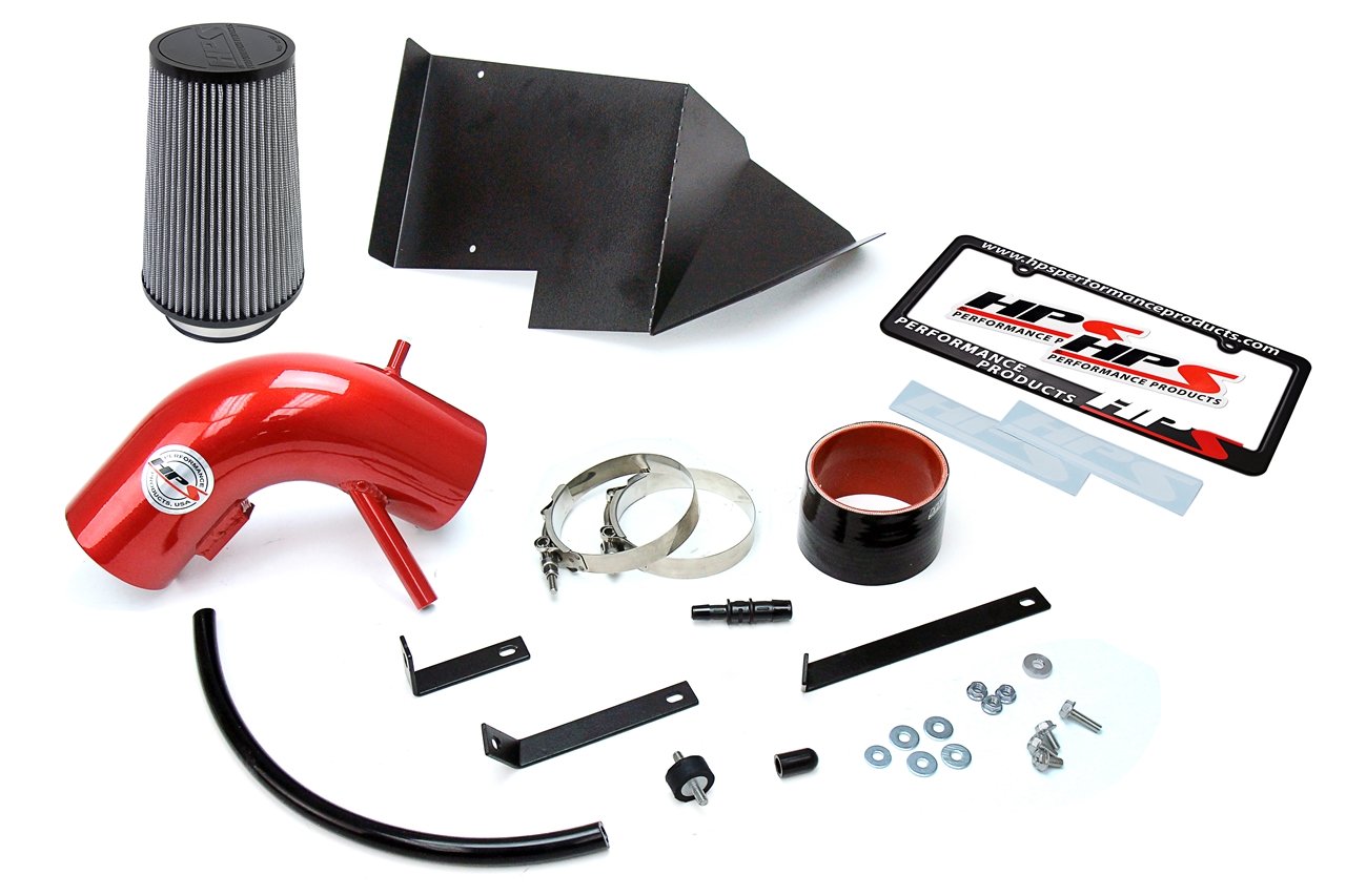 HPS Shortram Air Intake Kit 2013-2015 Hyundai Genesis Coupe 3.8L V6, Includes Heat Shield, Red