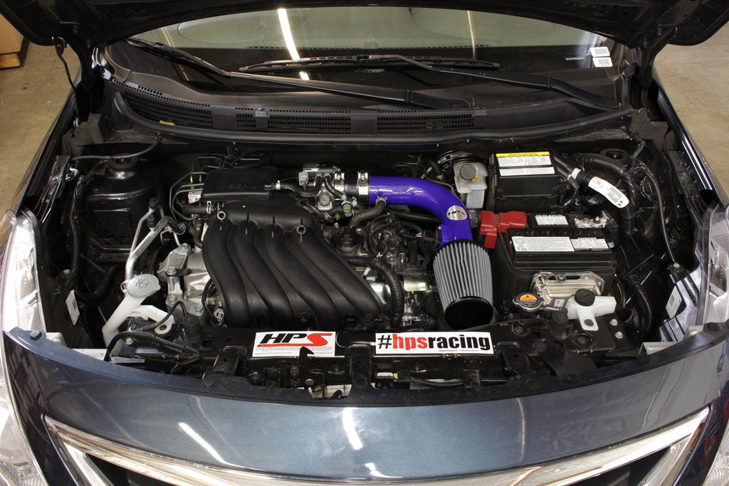 HPS Shortram Air Intake Kit 2014-2016 Nissan Versa Note 1.6L, Blue