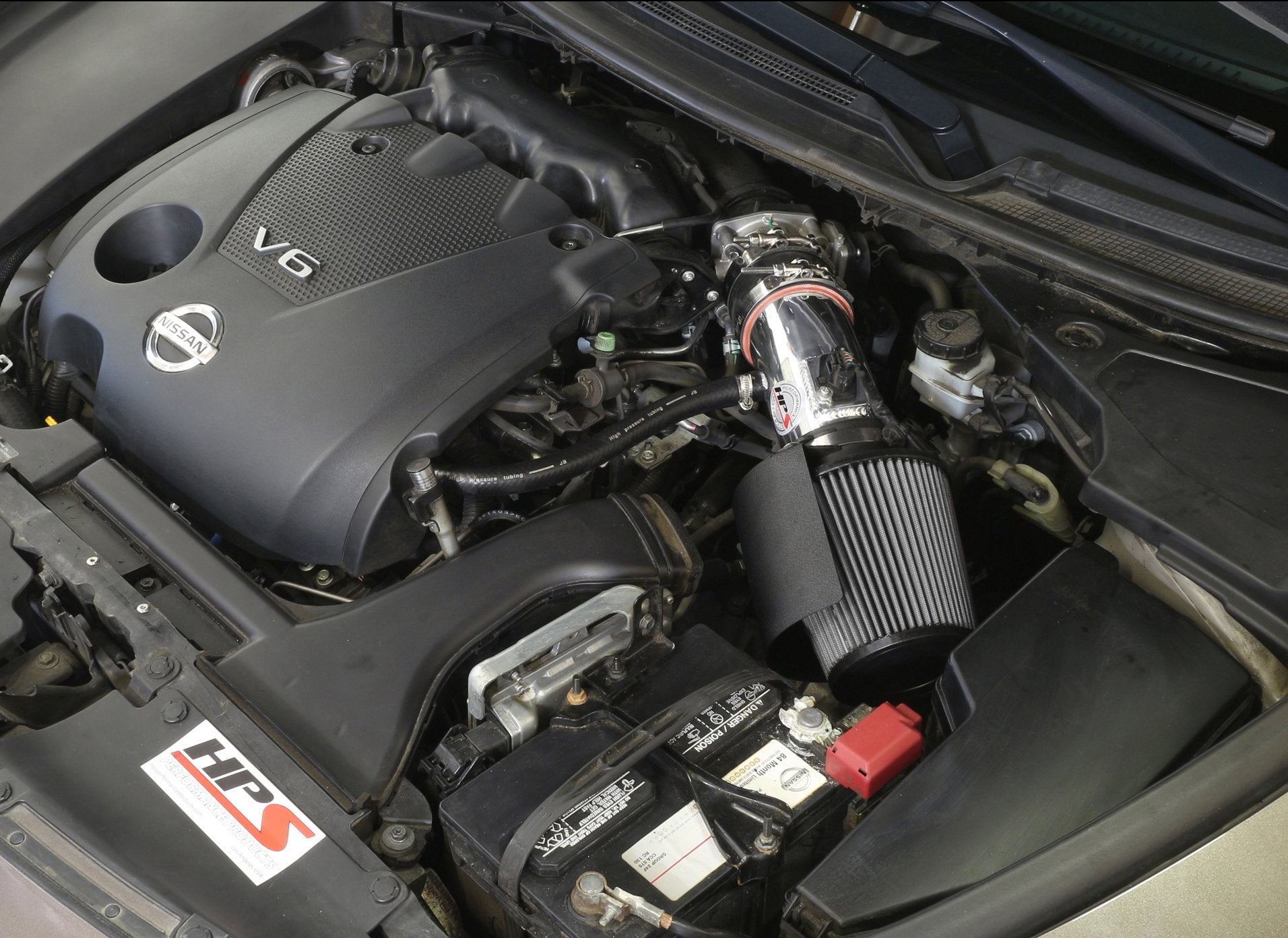 HPS Performance Shortram Air Intake Kit 2009-2017 Nissan Maxima V6 3.5L, Includes Heat Shield, Red