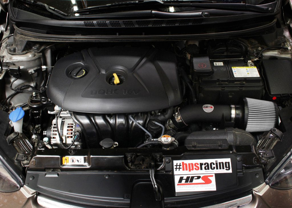 HPS Shortram Air Intake Kit 2011-2016 Hyundai Elantra 1.8L, Includes Heat Shield, Black