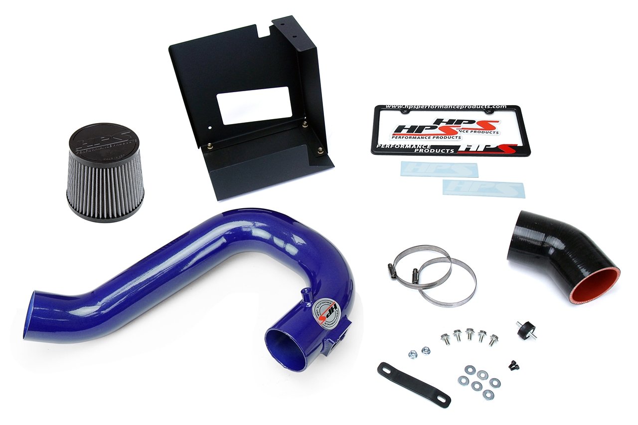 HPS Shortram Air Intake Kit 2015-2017 Subaru WRX 2.0L Turbo, Includes Heat Shield, Blue